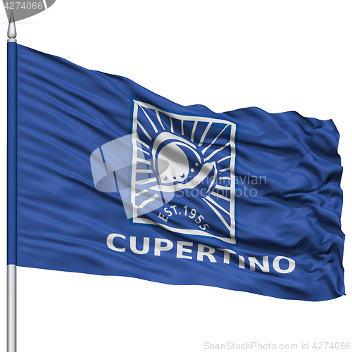 Image of Cupertino City Flag on Flagpole, USA