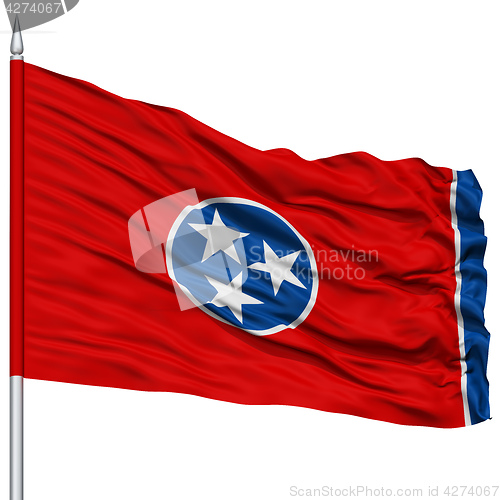 Image of Isolated Tennessee Flag on Flagpole, USA state
