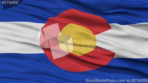 Image of Closeup Colorado Flag, USA state