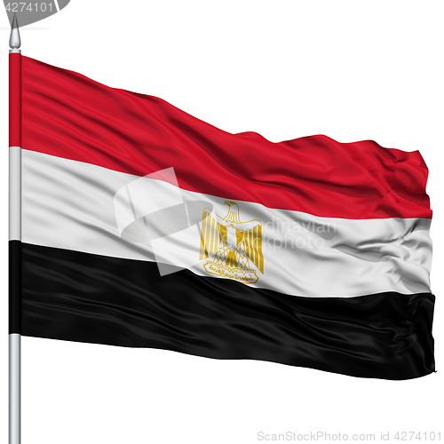 Image of Egypt Flag on Flagpole