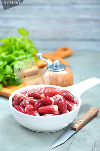 Image of raw chicken hearts