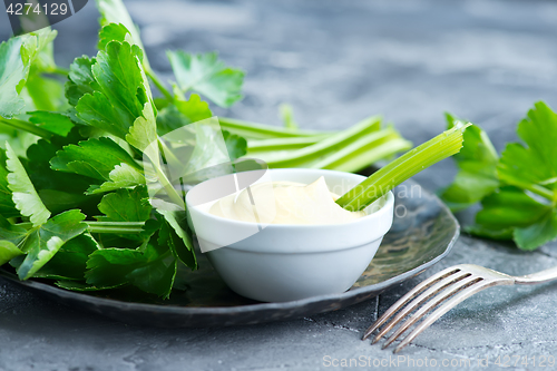 Image of celery with sauce