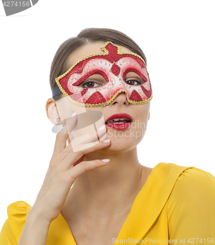 Image of Portrait of a Young Woman with a Mask