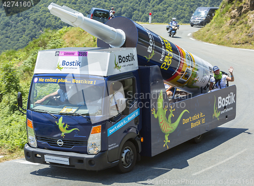 Image of Bostik Vehicle in Pyrenees Mountains - Tour de France 2015