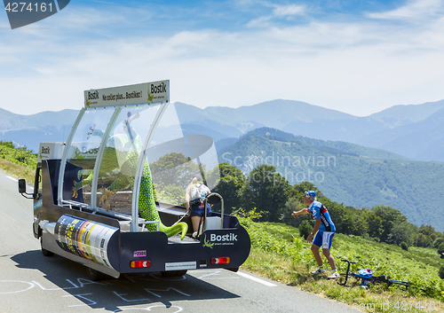 Image of Bostik Vehicle in Pyrenees Mountains - Tour de France 2015