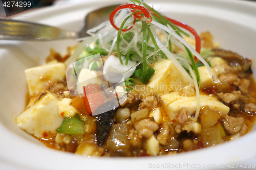 Image of Tofu and mince with hot spicy sauce