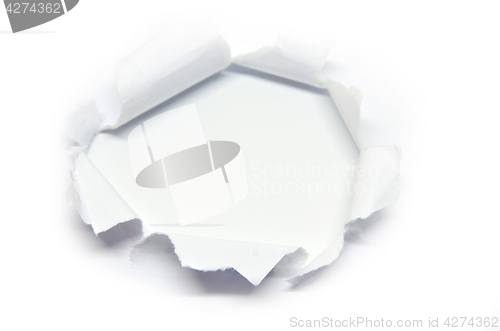 Image of Hole in the paper with torn side