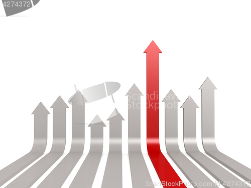 Image of Red leading arrow