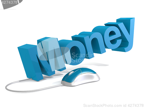 Image of Money word with blue mouse