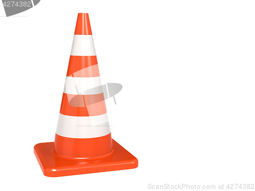 Image of Isolated orange white traffic cone