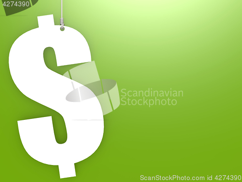Image of Dollar sign hang with green background 