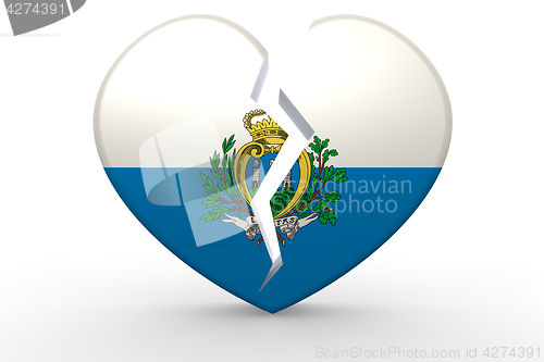 Image of Broken white heart shape with San Marino flag