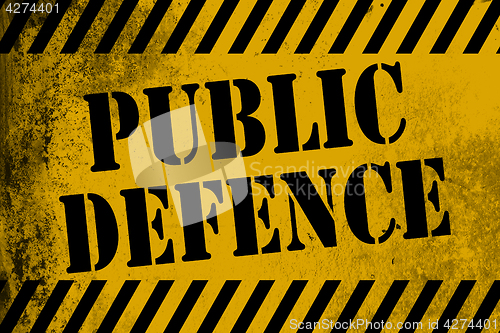 Image of Public defence sign yellow with stripes