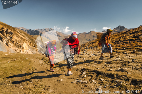 Image of Women with baskets in Nepal