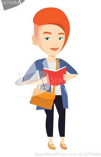 Image of Student reading book vector illustration.