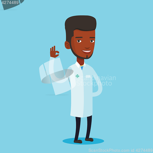 Image of Doctor showing ok sign vector illustration.