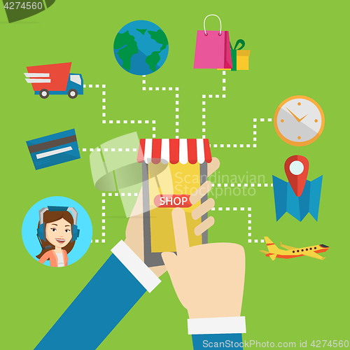 Image of Online shopping vector flat design illustration.