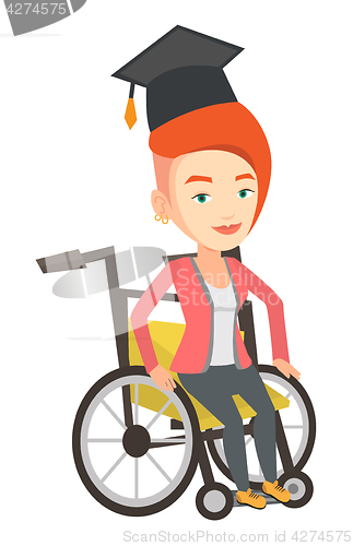 Image of Graduate sitting in wheelchair vector illustration
