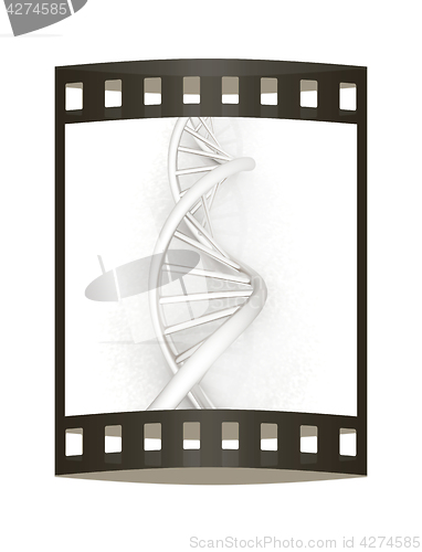 Image of DNA structure model. 3d illustration. The film strip