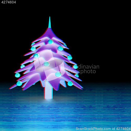 Image of Christmas background. 3d illustration. Anaglyph. View with red/c