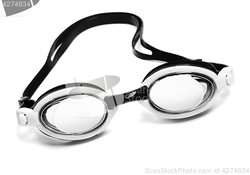 Image of Black and white goggles for swimming