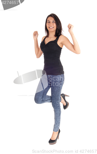 Image of Dancing slim young woman.
