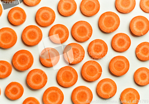 Image of sliced carrot on light background