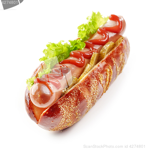 Image of fresh tasty hot dog