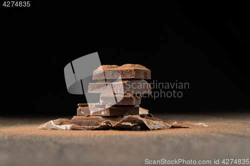 Image of Chocolate on empty black background