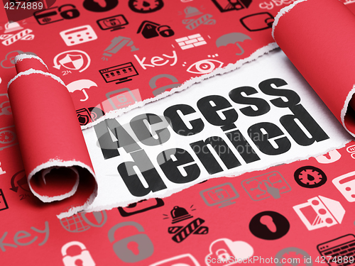 Image of Privacy concept: black text Access Denied under the piece of  torn paper
