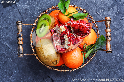 Image of basket with tropical fruits