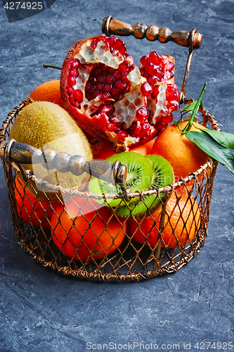 Image of basket with tropical fruits