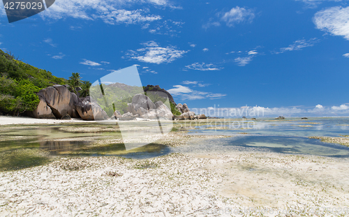 Image of island beach in indian ocean on seychelles