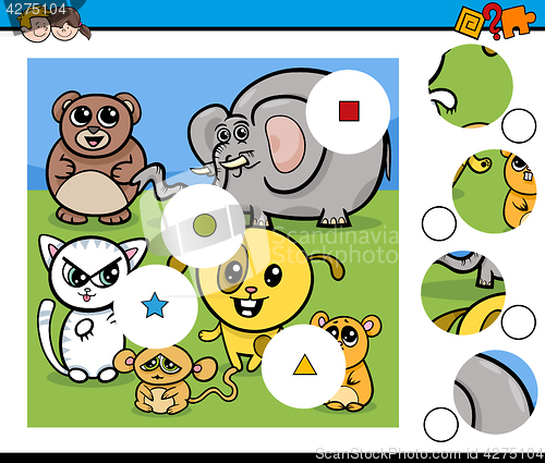 Image of match pieces game with animals