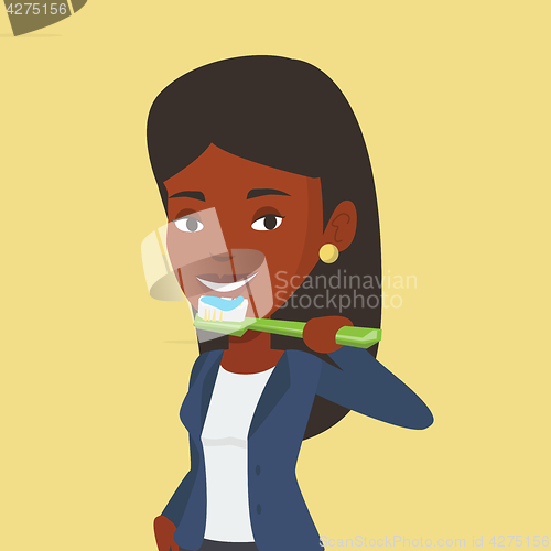 Image of Woman brushing her teeth vector illustration.
