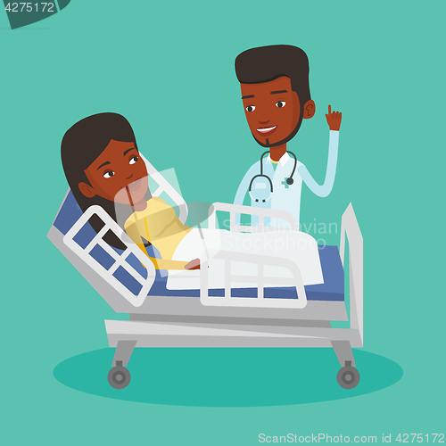 Image of Doctor visiting patient vector illustration.