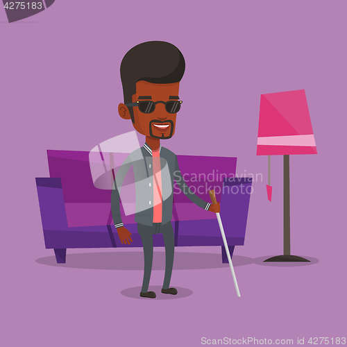 Image of Blind man with stick vector illustration.