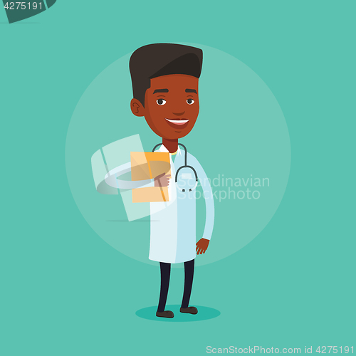 Image of Doctor with file in medical office.