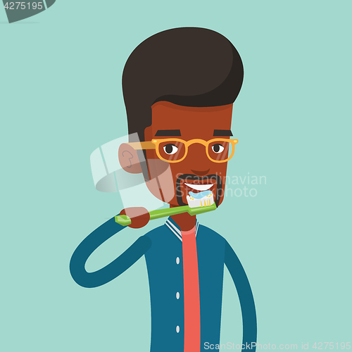 Image of Man brushing his teeth vector illustration.