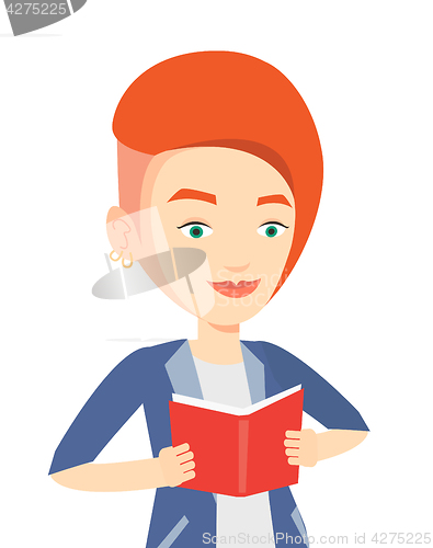 Image of Student reading book vector illustration.