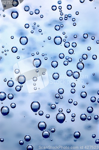 Image of Clean water and water bubbles in blue