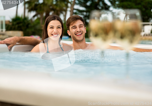 Image of Tasting wine in a jacuzzi