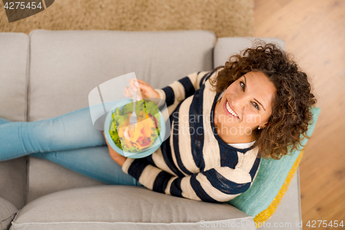 Image of Beautiful healthy woman at home