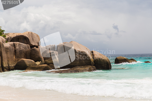 Image of island beach in indian ocean on seychelles