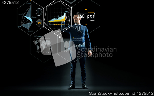 Image of businessman in suit touching