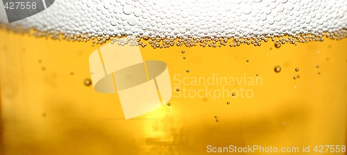 Image of Glass of beer close-up with bubbles