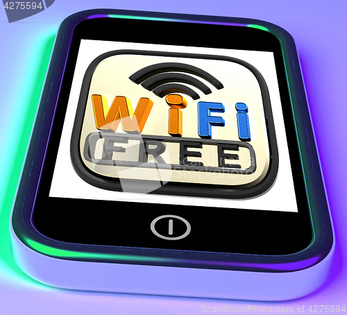 Image of Wifi Free On Smartphone Shows Free Internet Broadcasting