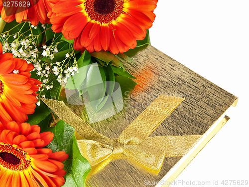 Image of gerberas with giftbox