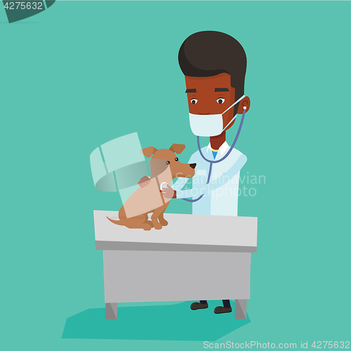 Image of Veterinarian examining dog vector illustration.