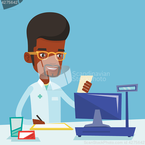 Image of Pharmacist writing prescription.